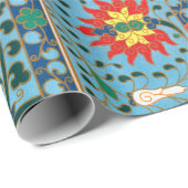 Blumenmuster blaues Hintergrundpapier Geschenkpapier (Rolleneckpunkt)