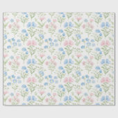 Blumenmuster - blaues Wildblume-Umschlagpapier Geschenkpapier (Flach)