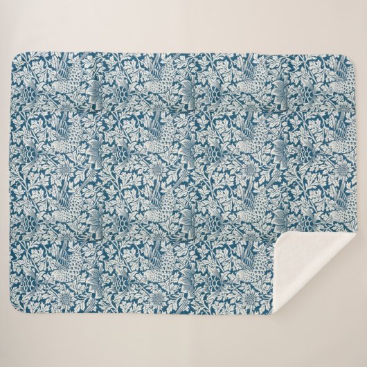 Blumenmuster-Blume Blätter Birds Blau Sherpadecke (Vorderseite (Horizontal))