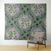 Blumenmuster-Blume Folien Grün Lila Wandteppich (Beispiel (Horizontal))