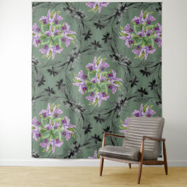 Blumenmuster-Blume Folien Grün Lila Wandteppich