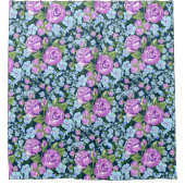 Blumenmuster-Blume in Vollblut Blau Lila Duschvorhang (Vorderseite)