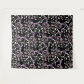 Blumenmuster-Blume Lila schwarzer Hintergrund Wandteppich (Vorderseite (Horizontal))