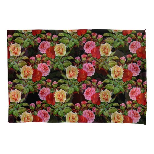 Blumenmuster-Blume Rose Rosa Rosa Gelb Grün Kissenbezug (Vorderseite-Links)