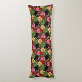 Blumenmuster-Blume Rose Rosa Rosa Gelb Grün Seitenschläferkissen (Rückseite (Vertikal))