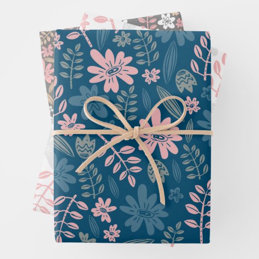 Blumenmuster Blume von Hand gezogenes Blütenblatt Geschenkpapier Set (Beispiel)