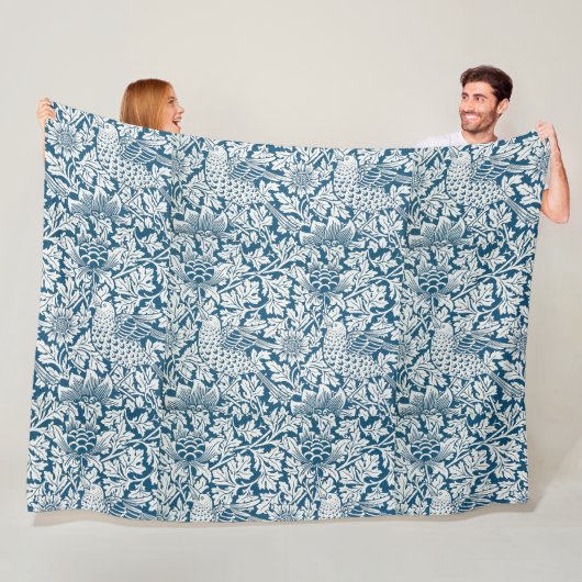 Blumenmuster Blumen Blätter Vögel Blau Fleecedecke (Beispiel)