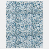 Blumenmuster Blumen Blätter Vögel Blau Fleecedecke (Vorderseite)