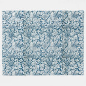 Blumenmuster Blumen Blätter Vögel Blau Fleecedecke (Vorderseite (Horizontal))