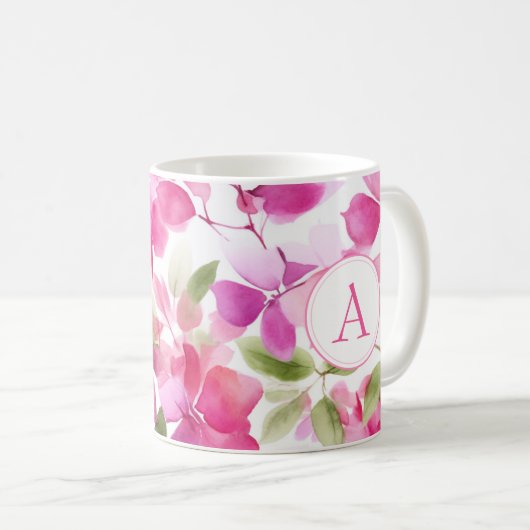 Blumenmuster Bougainvillea Alphabet Kaffee Kaffeetasse (VorderseiteRechts)