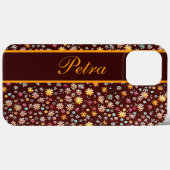 Blumenmuster braun orange Case-Mate iPhone hülle (Rückseite (Horizontal))