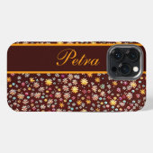 Blumenmuster braun orange iPhone hülle (Rückseite (Horizontal))