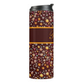 Blumenmuster braun orange thermosbecher (Nach links gedreht)
