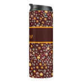 Blumenmuster braun orange thermosbecher (Nach rechts gedreht)