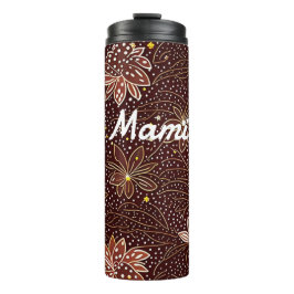 Blumenmuster braun thermosbecher