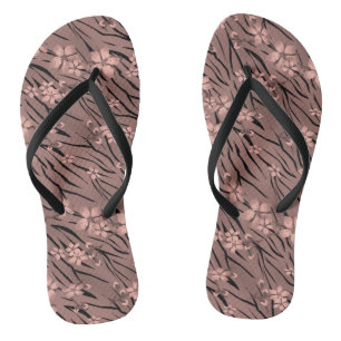 Blumenmuster, braun, Tigermuster Badesandalen