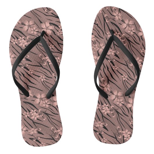 Blumenmuster, braun, Tigermuster Badesandalen (Fußbett)