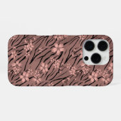 Blumenmuster, braun, Tigermuster iPhone Hülle (Rückseite (Horizontal))