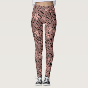 Blumenmuster, braun, Tigermuster Leggings