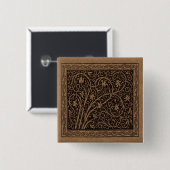 Blumenmuster, braune und schwarze, wirbelnde Reben Button (Vorne & Hinten)