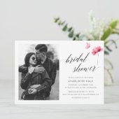 Blumenmuster-Brautparty-benutzerdefiniertes Foto Einladung (Stehend Vorderseite)