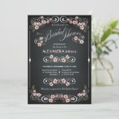 Blumenmuster-Brautparty-Chic Vintag Einladung (Stehend Vorderseite)