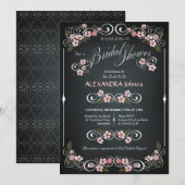 Blumenmuster-Brautparty-Chic Vintag Einladung (Vorne/Hinten)