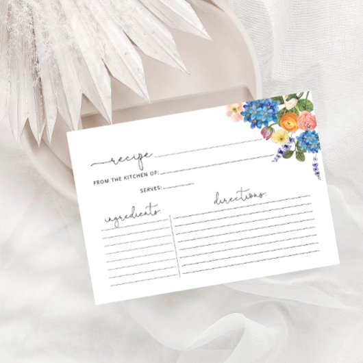 Blumenmuster-Brautparty-Rezept-Karte
