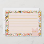 Blumenmuster-Brautparty-Rezept-Karte Dankeskarte (Rückseite)