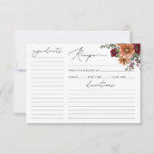 Blumenmuster-Brautparty-Rezept-Karte für Wasserfar (Vorderseite)