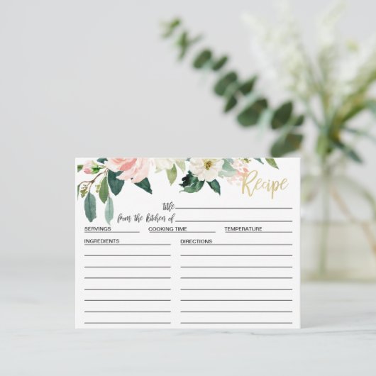 Blumenmuster-Brautparty-Rezept-Karte Postkarte (Stehend Vorderseite)