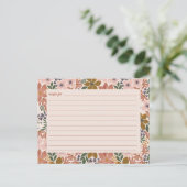 Blumenmuster-Brautparty-Rezept-Karte Postkarte (Stehend Vorderseite)