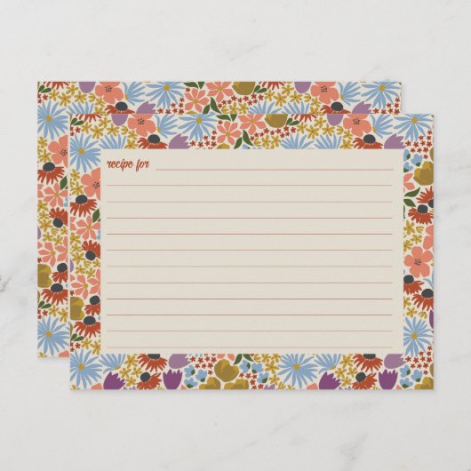 Blumenmuster-Brautparty-Rezept-Karte Postkarte (Vorne/Hinten)