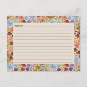 Blumenmuster-Brautparty-Rezept-Karte Postkarte (Vorderseite)