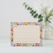 Blumenmuster-Brautparty-Rezept-Karte Postkarte (Stehend Vorderseite)