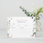 Blumenmuster-Brautparty Weinkarte Einladung (Stehend Vorderseite)