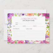 Blumenmuster-Brautparty Weinkarte Einladung (Vorderseite)