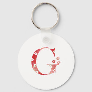Blumenmuster Buchstabe G(rot & Punkte) Schlüsselanhänger