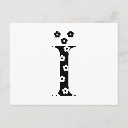 Blumenmuster Buchstabe I Postkarte (Vorderseite)