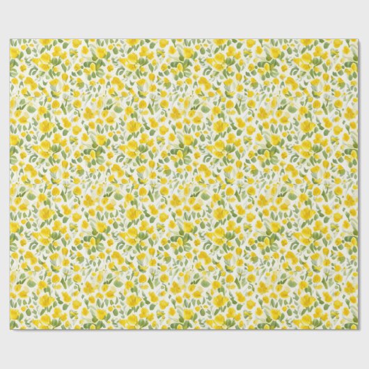 Blumenmuster Butterbecher-Blume Geschenkpapier (Flach)