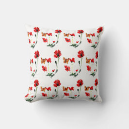 Blumenmuster Butterfly Roter Mohn Kissen