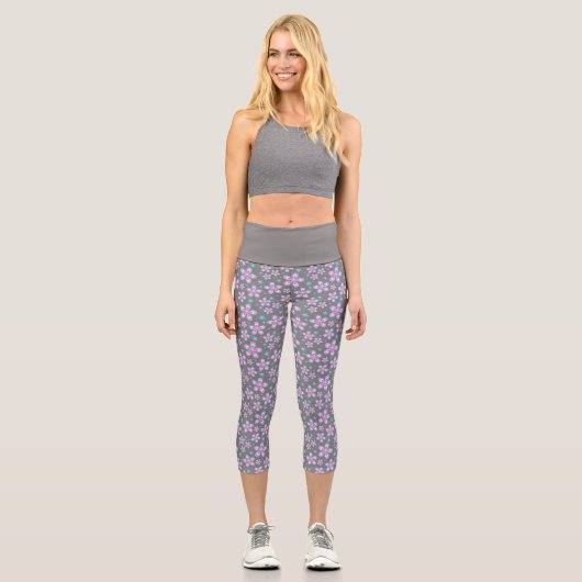 Blumenmuster Capri Leggings (Vorderseite)