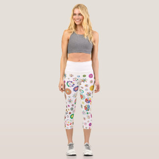 Blumenmuster Capri Leggings