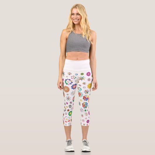 Blumenmuster Capri Leggings (Vorderseite)
