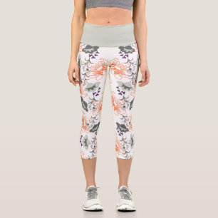 Blumenmuster Capri Leggings