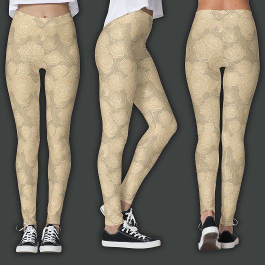 Blumenmuster | Champagner-Rose Leggings