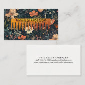 Blumenmuster | Comb Hair Stylist Visitenkarte (Vorne/Hinten)