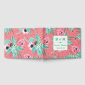 Blumenmuster - Coral Pink Personalisiertes Gästebu Gästebuch (Voll)