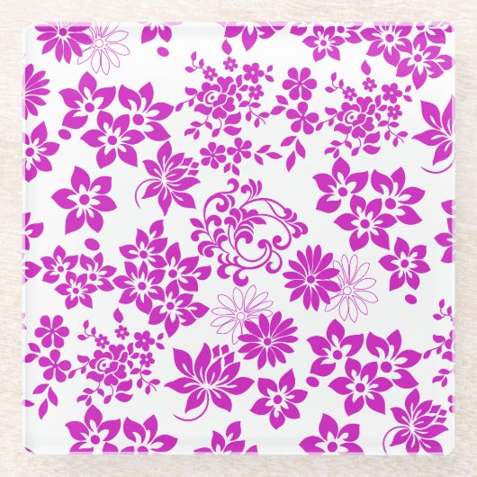 Blumenmuster D02.pink.b Glasuntersetzer (Vorderseite)