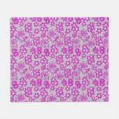 Blumenmuster D02.pink.b Gray BG Fleecedecke (Vorderseite (Horizontal))